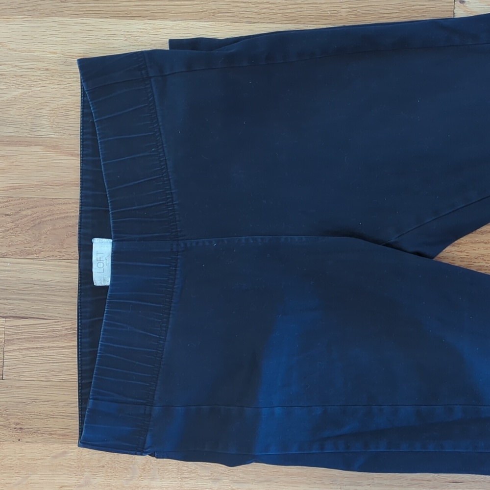 Ann Taylor Cotton Twill Elastic Waistband Cigarette Pants Black Slim Leg Natural - Picture 5 of 6